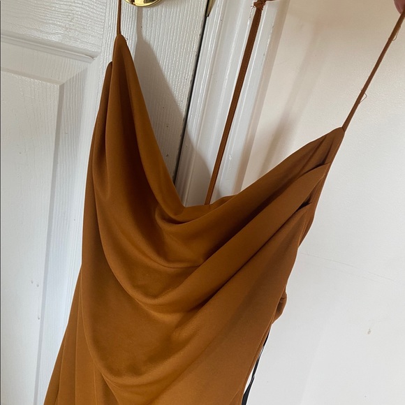 Cowl Neck Beige Dress - Picture 2 of 4